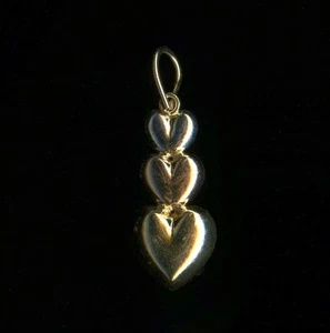 10K 23mm Solid Yellow White & Rose Gold Concaved Bubble Heart Pendant Charm -RZ - Picture 1 of 2