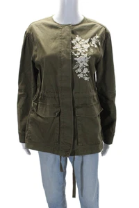Rebecca Taylor Damen Jacke Baumwolle Button Down bestickt grün Größe S - Bild 1 von 12