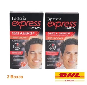 2x Restoria Express Men Restoring Hair Cover Grey Dark Brown Styling Color Cream - Picture 1 of 6