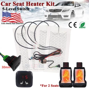 Car Seat Heater Kit Carbon Fiber Heating Pad 5level Digital Display Switch - Picture 1 of 7