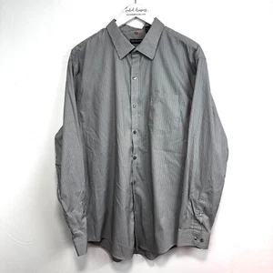 Camisa de Viajero Van Heusen Abotonada Manga Larga Cuello Gris Rayas Para Hombres XL - Imagen 1 de 5