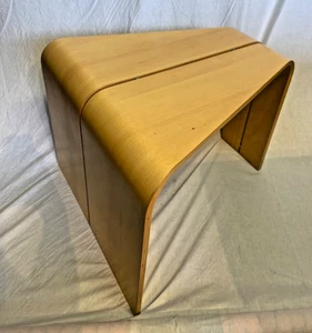 2 x Vintage 70s Scandinavian Triangular Bent Plywood Table - Picture 1 of 9