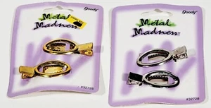 4 Vintage Goody 1989 Metall Wahnsinn Haarspangen 2 Gold & 2 Silberkreise Neu aus altem Lagerbestand - Bild 1 von 10