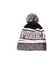 Women's PINK Victoria's Secret Beanie One Size Black/White - Picture 1 of 2