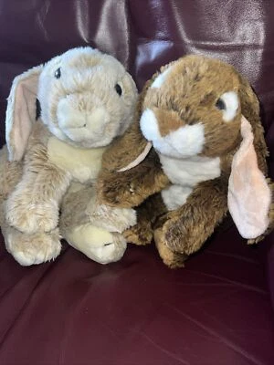 Realistic Plush Stuffed Brown Rabbits - Vintage Floppy Bunnies- Vintage- 15” - Image 1 of 4
