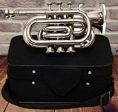 Lo último Trompeta de Bolsillo Plateada Plana Bb Estuche Gratis + MP Envío Rápido**Mejor Regalo Foto 1 de 4