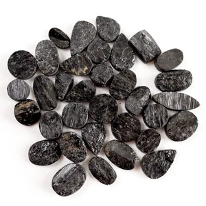 34Pcs 213Cts Natural Black Tourmaline Cabochon Gemstone Lot 10x6-16x9mm #13707 - Picture 1 of 8