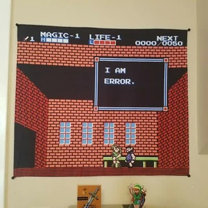 I AM ERROR 🤣 Zelda 2 tapestry 24x21 inches ▲ The Legend of Zelda ▲ Link ▲ NES - Picture 1 of 10