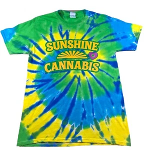 Sunshine Cannabis Adult M Tie Dye Multicolor T-Shirt Tee Double Sided Hippie - Bild 1 von 14
