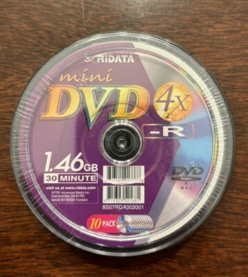 RIDATA 4X Mini DVD-R Media Spindle 1.46GB - 10 Pack - NEW Sealed - Image 1 of 2