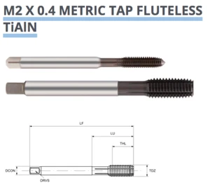 M2 x 0.4 ROLL TAP HSS-E 6HX TiALN COATED COLD FORMING EUROPA TM38270200 P294 - Picture 1 of 6