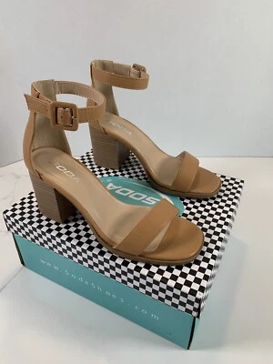 Sandalia de vestir para mujer con correas baja curación rubia soda Magic-S talla 5,5 nueva en caja Foto 1 de 4