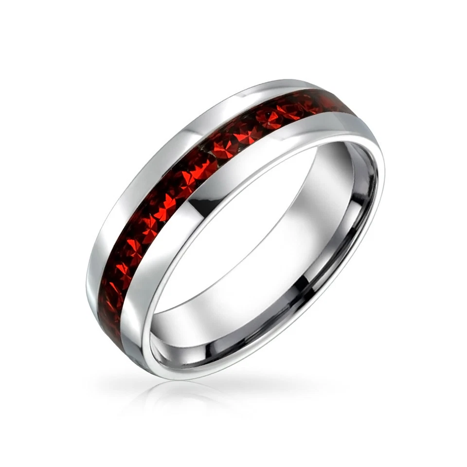 Personalizar Anillo de Banda de Eternidad de Cristal Conjunto de Canales Unisex Acero Inoxidable Plateado Foto 1 de 4