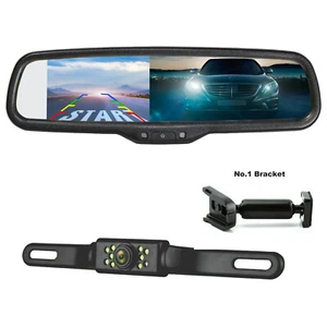 4.3"Car Rear View Mirror Monitor with No1 Bracket Backup Camera License Plate US - Picture 1 of 23