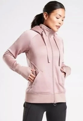 Sudadera con capucha ATHLETA Triumph Luxe Shine madera de perro malva/rosa para mujer talla pequeña Foto 1 de 4