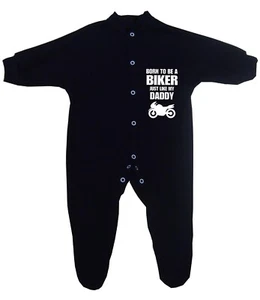 BabyPrem Baby Clothes BIKER Daddy Sleepsuits Babygrows Fun Novelty Shower Gifts - Picture 1 of 5