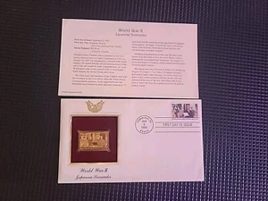 Gold Stamp First Day Of Issue Replica World War II Japanese Surrender - Picture 1 of 3
