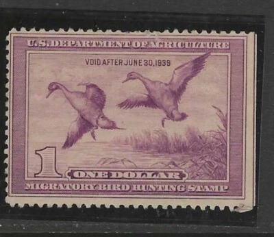 1938 $1 DUCK HUNTING STAMP (RW5) MNG SOUND XF $65 - Image 1 of 2