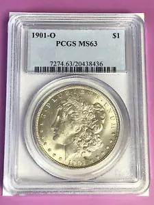 1901 O MORGAN SILVER DOLLAR "PCGS MS63" - STUNNING LIGHT GOLDEN ORANGE TONING! - Picture 1 of 4