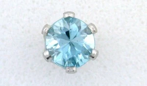 3.5mm Round Natural Blue Zircon Gemstone Gem Silver Color Tie Tack EPTT612 - Picture 1 of 3