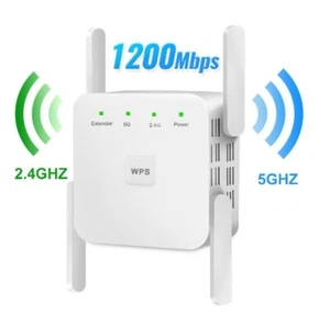 WiFi Signal Repeater Extender 2.4G 5G Wireless WIFI Booster Amplifier 1200Mpb - Picture 1 of 8