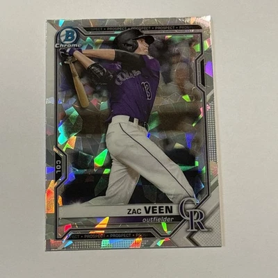Zac Veen 2021 Bowman Chrome Prospects Atomic Refractor #BCP3 Rockies  - Image 1 of 2