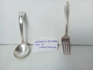 VICTORS CO. A 1+ OVER-LAY SILVERPLATED SALAD FORK SMALL LADLE SILVERWARE PC'S - Picture 1 of 16