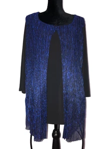 NWT Notations Woman Twinset Blue Metalic Thread Cardigan 2X 3/4 Sleeve MSRP $48 - Picture 1 of 16