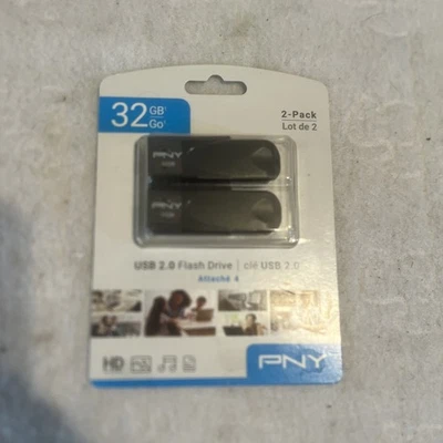 PNY 32GB Attaché USB 2.0 Flash Drive 2-Pack (BRAND NEW & FACTORY SEALED) - Image 1 of 2
