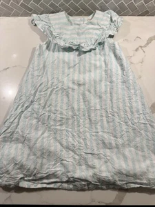 Hope & Henry Pastel Blue Striped Ruffle Trim Swing Dress Sz 6 Linen Organic - Picture 1 of 6