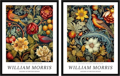 Framed William Morris Wall Art Set of 2 Vintage Botanical Birds Posters William  - Image 1 of 4