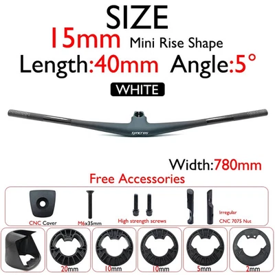 Carbon Integrated Cockpit MTB XC Trail Handlebar 4°/5° Degree Riser Flats Bar - Image 1 of 4