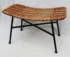 Retro Vintage 60s Bamboo Wicker Stool Seat