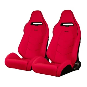 Braum ® - Red Jacquard W/ Black Piping Viper X Reclinable Racing Seats - Pair - Picture 1 of 7