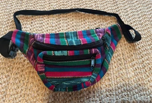 Riñonera Cartera Correa Negra Viaje Senderismo Algodón Multicolor - Imagen 1 de 6