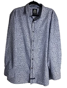 Camisa de lavandería inglesa para hombre XXL azul estampado floral puño abatible 100 % algodón - Imagen 1 de 10