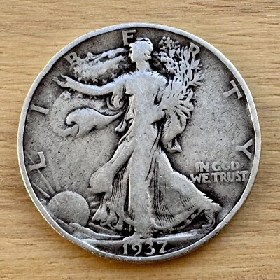 1937-P Walking Liberty Half Dollar - Authentic 90% Silver Coin - Image 1 of 2