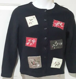Womens Christmas Sweater  Classic Christopher & Banks  Size M Embroidered  - Picture 1 of 6
