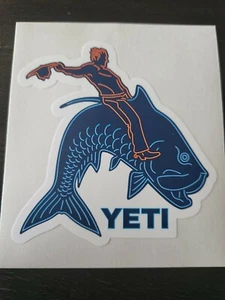 YETI AUTHENTIC STICKER - Cowboy Riding Fish Decal Cooler Mug Tumbler Car - Picture 1 of 1