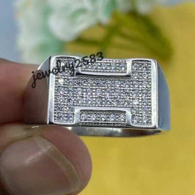 Anillo de banda con forma de cinturón de moissanita genuina de 1,3 quilates enchapado en oro blanco de 14 k plateado Foto 1 de 4