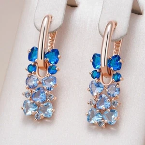 Heißer Glänzend Blau Natürliche Zirkon Tropfen Ohrringe Für Frauen - Bild 1 von 7