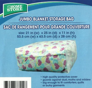 Large BLANKET & Bedding Zipper STORAGE BAG clear Plastic 21"x25"x11" comforter - Picture 1 of 3