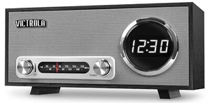 Victrola VC-100 Desktop Bedside Digital Alarm Clock Radio Bluetooth USB Black  - Picture 1 of 7