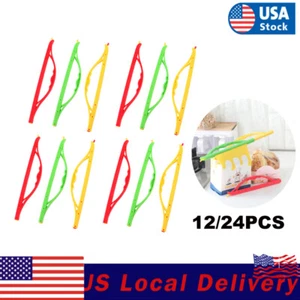 12/24X Beutelclips Plastiktüten Versiegelung Lebensmittel Versiegelung Clip mit Griff Slide & Seal - Bild 1 von 12