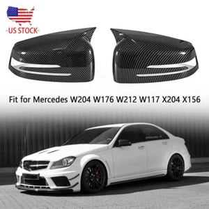For Mercedes Benz Benz W204 W212 W176 CLA250 Horn Mirror Cover Caps Carbon Fiber - Picture 1 of 11