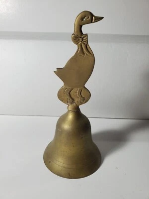 Campana de pato de latón vintage pátina campana de 6 pulgadas funciona de colección Foto 1 de 4