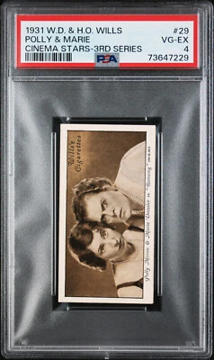 Vintage 1931 Wills Tobacco Card #29 Polly and Marie Cinema Stars Graded PSA 4 - Image 1 of 3