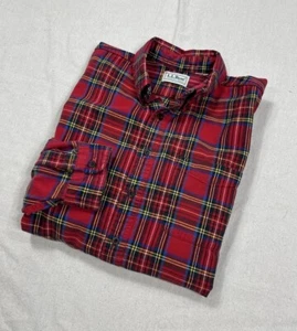 VTG 90s L.L. BEAN Flannel Button Dwn Shirt Plaid XLARGE 100% Cotton Red USA Made - Picture 1 of 7