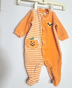 Halloween Carters One Piece Fleece Sleeper 3 months warm pumpkin ghost excellent - Picture 1 of 8