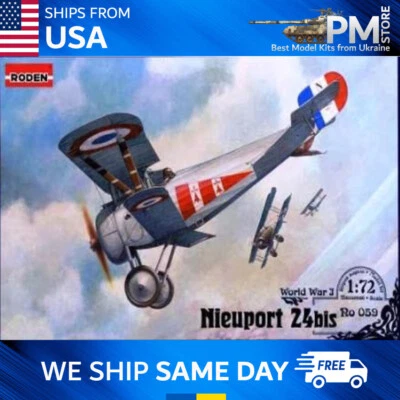 Roden 059 Nieuport 24bis - French airplane WWI Biplane Fighter model kit 1/72 - Image 1 of 4
